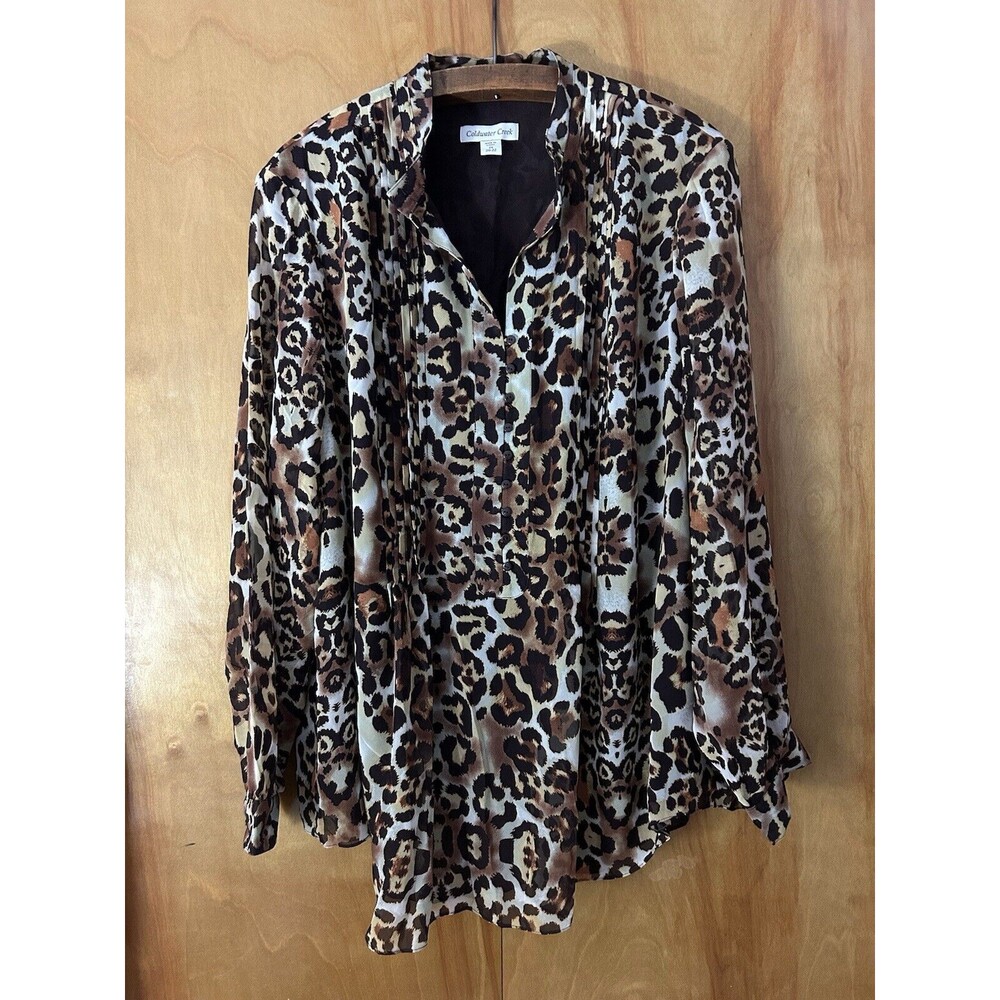 Coldwater Creek Blouse Size‎ 2X NWT Leopard Print Maximalist Edgy Glam